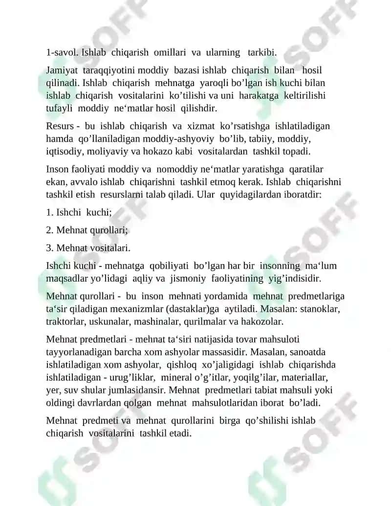 Ishlab Chiqarish Jaryoni va uning Natijalari 3