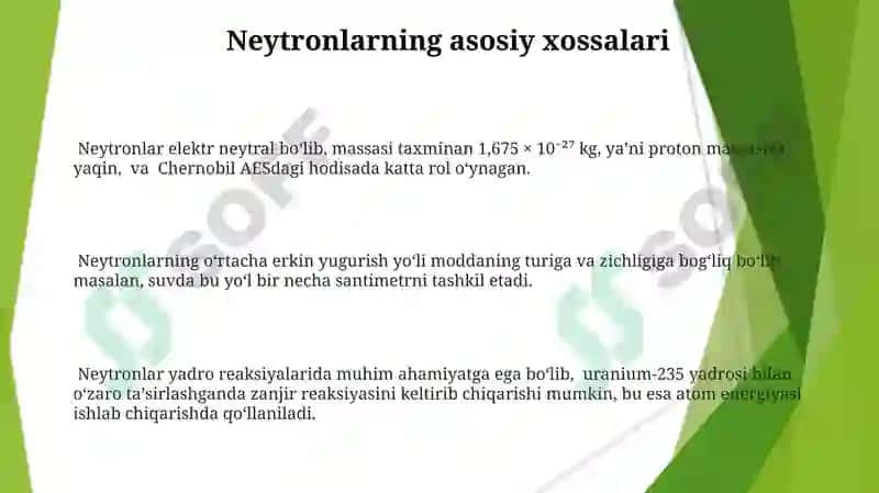 Neytron jarayonlarning modellari 3