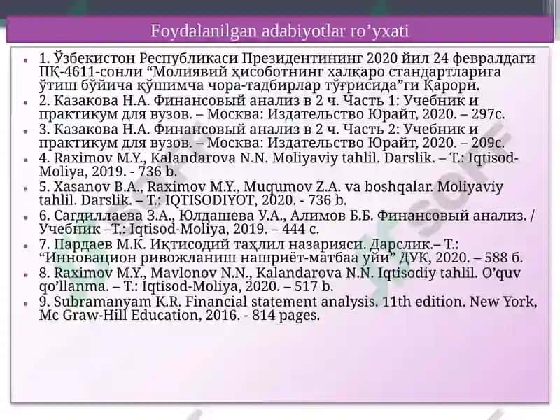 Moliyaviy tahlil 3