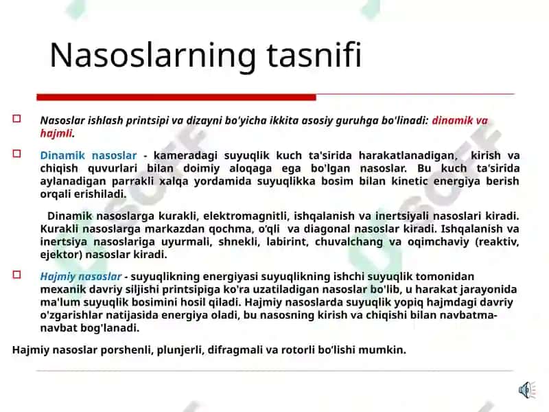 Nasoslarning tasnifi 3