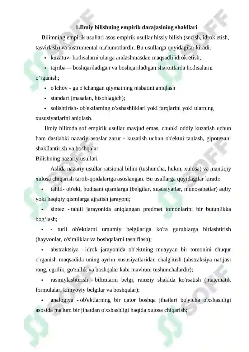 Ilmiy bilishning empirik darajasining shakllari va usullari 3