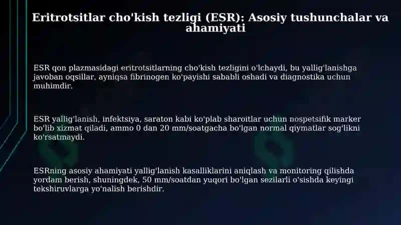 Eritrotsitlar cho'kish tezligi. Frank modeli. Hujayra biofizikasi 3