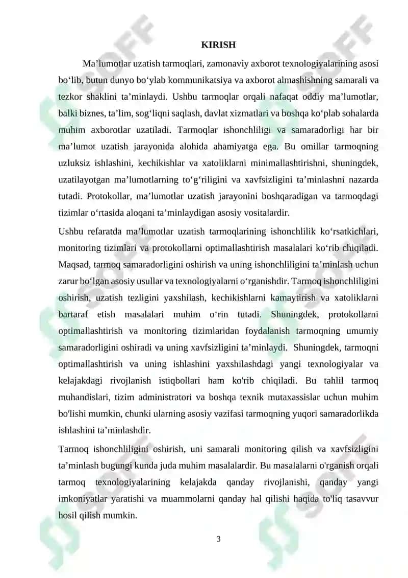Ma’lumotlar uzatish tarmoqlari va monitoring 3