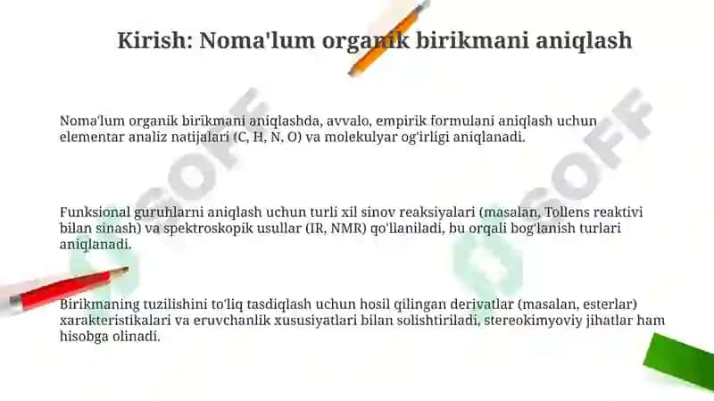 Noma'lum organik birikmaning tuzilishini aniqlash 3
