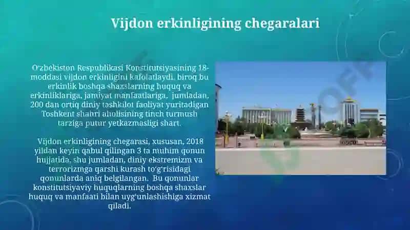 Vijdon erkinligi Oʻzbekiston konstitutsiyasida 3
