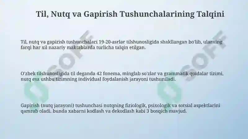 Til, Nutq va Gapirish Tushunchalarining Talqini 3