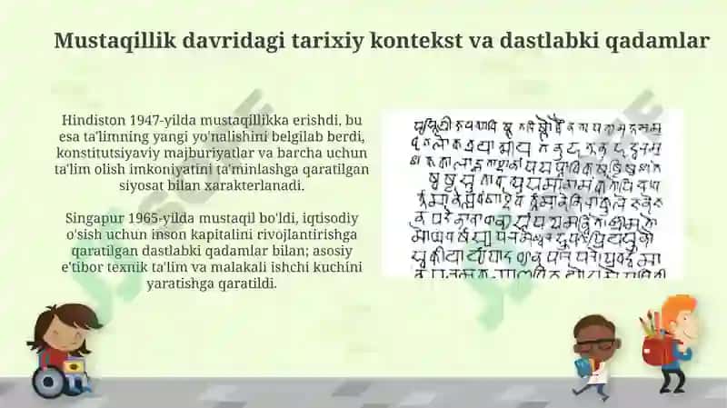 Hindiston,Singapurda mustaqillik yillarida ta'lim taraqqiyoti 3