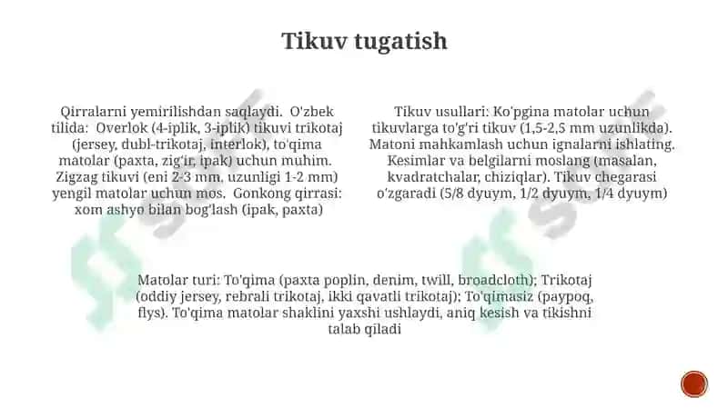 Kashta turlari va ularni tikishni o'rgatish 3