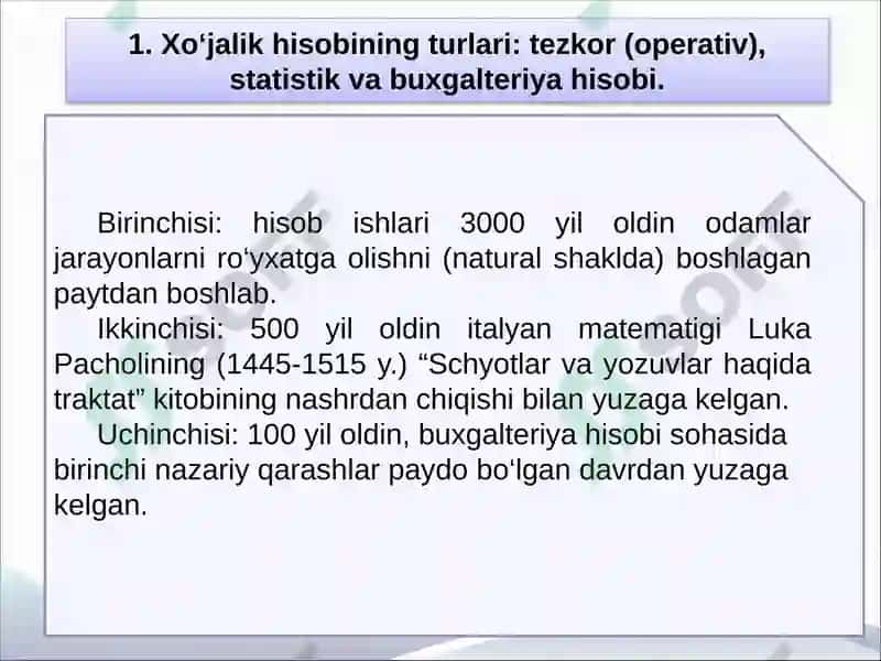 Buxgalteriya hisobi faniga kirish 3