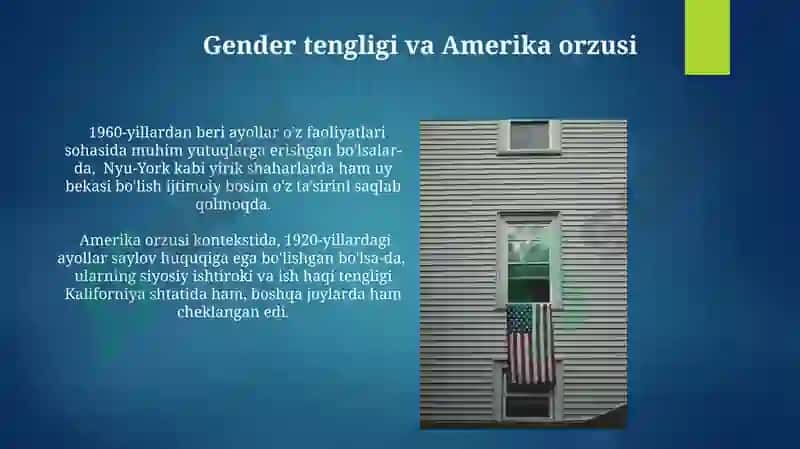 Amerika orzulari va Amerika voqeligi o'rtasidagi o'zaro munosabat 3