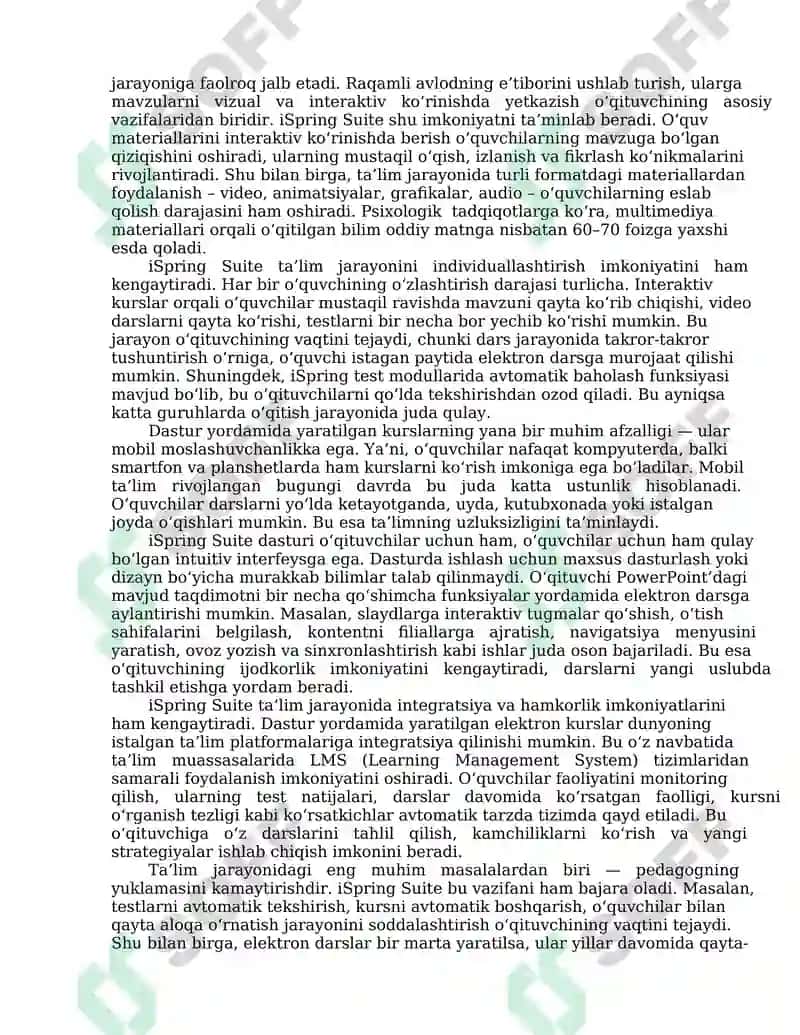 iSpring Suite,Hot Potatoes, MyTestX, easyQuizzy dasturlariva ularning imkoniyatlari 3