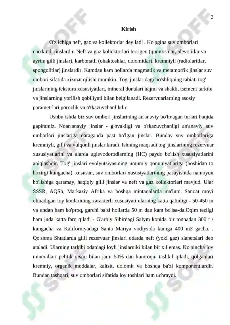 Neft va Gaz Kollektor Jinslari Kurs Loyihasi 3