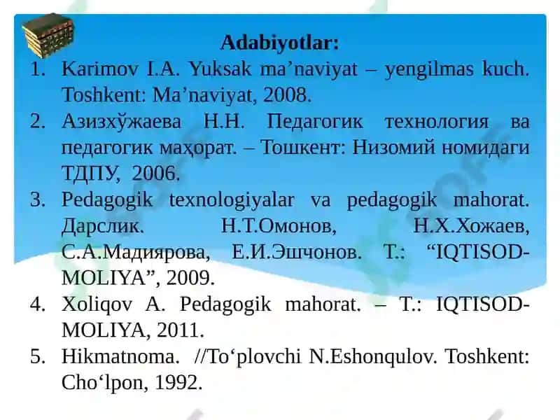 Pedagogik texnologiyalar va pedagogik mahorat 3