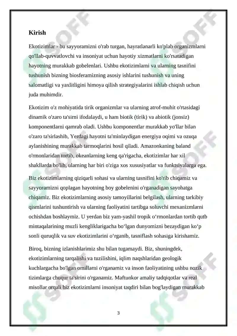 Ekotizim va ularning tasniflanishi 3