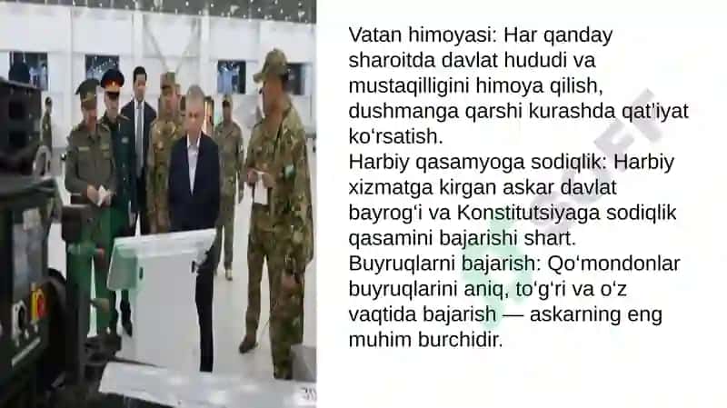 Askarning jangovar vazifani bajarishdagi majburiyatlari 3