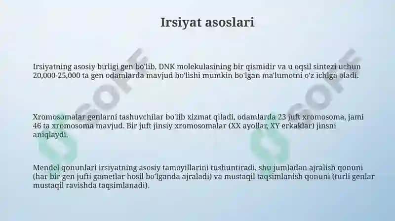 Irsiyat va irsiy kasalliklar 3
