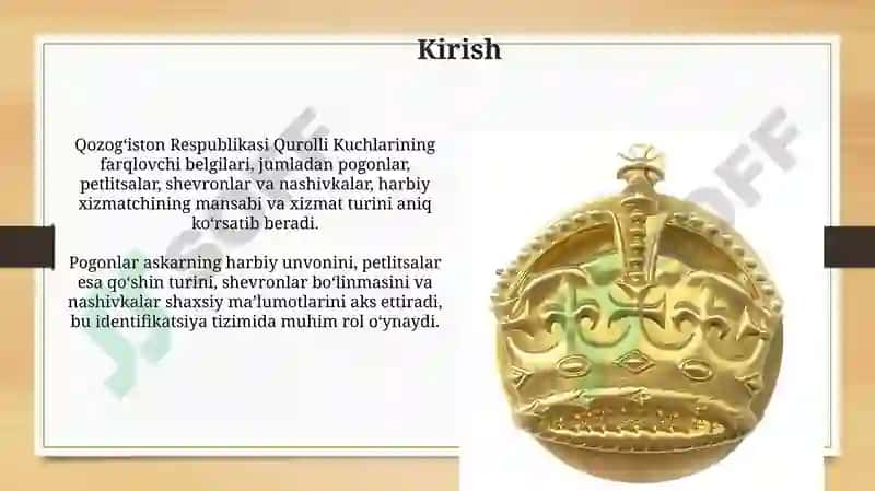 Qozogiston Respublikasi Qurolli kuchlar farqlovchi belgilari 3