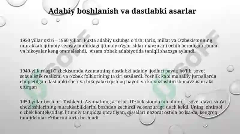 Miraziz A'zam hayoti va ijodi 3
