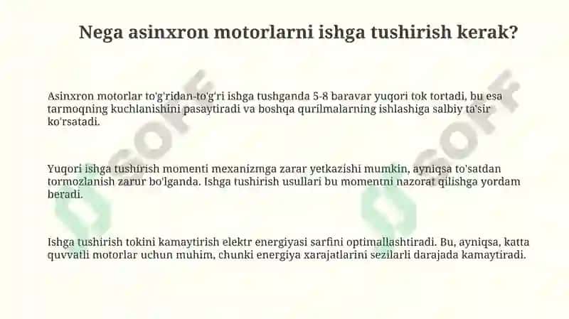 Asinxron motorning ishga tushirish usullari (Y/Δ, soft-starter) 3