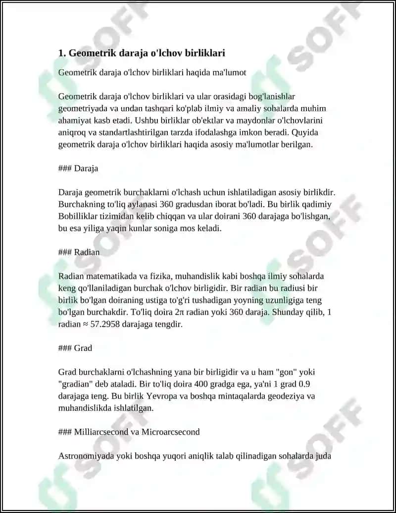 GEODEZIYADA QO'LLANILADIGAN O'LCHOV BIRLIKLARI 3