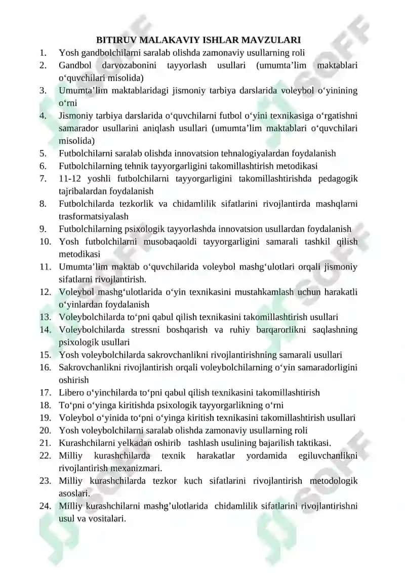 BITIRUV MALAKAVIY ISHLAR MAVZULARI 3