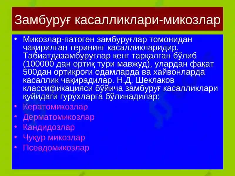 Терининг замбуруғка салликлари-микозлар 3