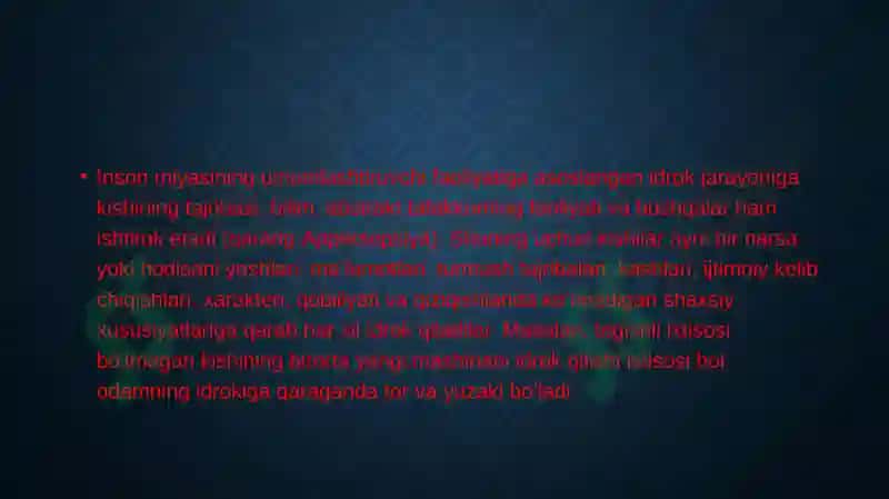 IdrokhaqidatushunchavaunigxususiyatlARI 3