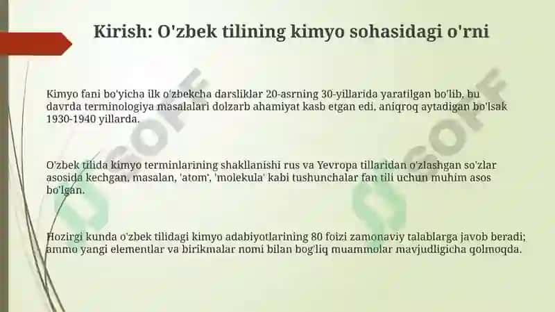 Oʻzbek tilini kimyo soxasida qoʻllanishi 3