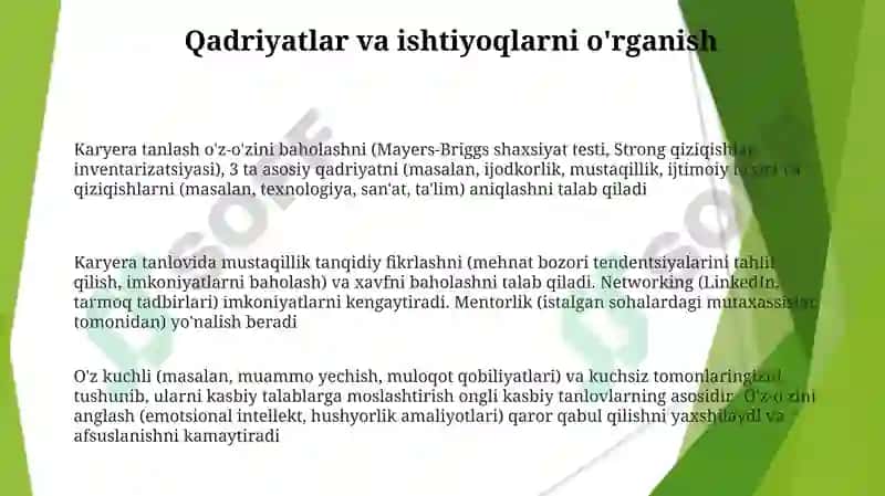 Kasb tanlashda onglilik va mustaqillik 3