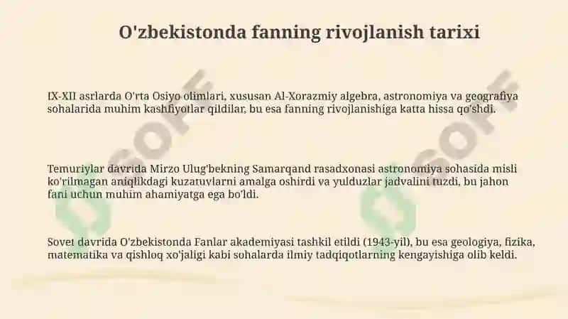 O'zbekistondagi ilm fanining rivojlanishi 3