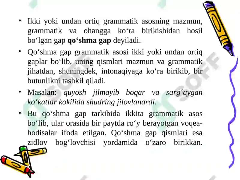 QO‘SHMA GAPNING TA’RIFI VA TASNIFI 3
