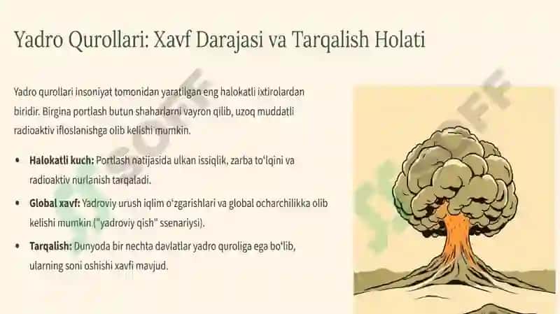 Zamonaviy qirg’in qurollari va ulardan himoyalanish vositalari 3