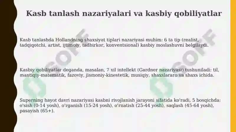 Kasbtanlash va kasbiy rivojlanish 3