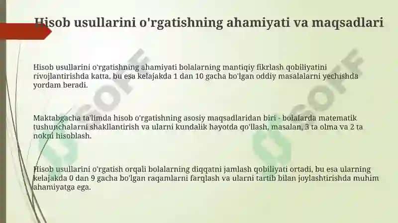 Hisob usullarini o'rgatish 3