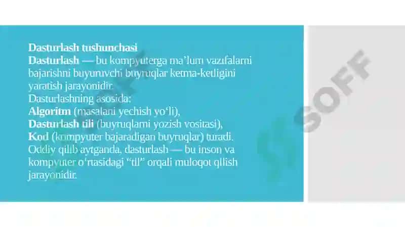 Dasturlash asoslari haqida tushuncha 3