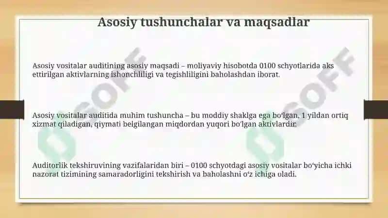 Asosiy Vositalar Auditini O'rganish 3