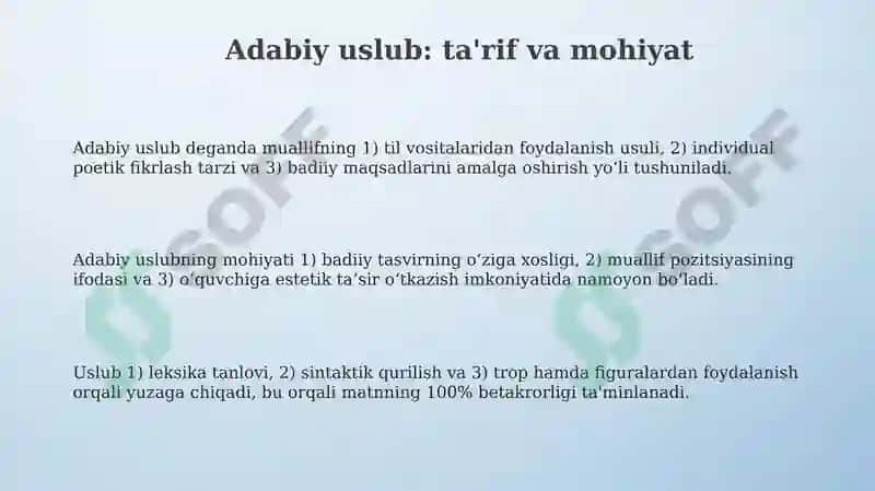 Badiiy uslub va uning xususiyatlari 3