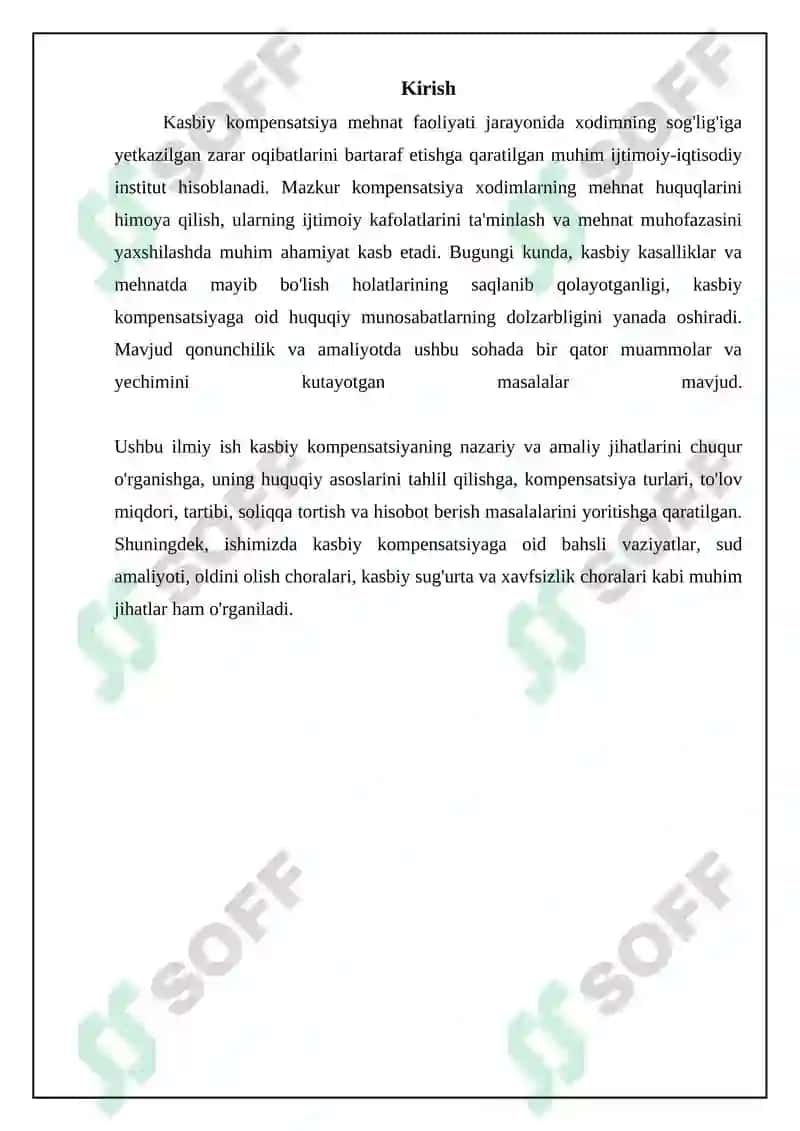 Kasbiy kompensatsiya REFERAT 3