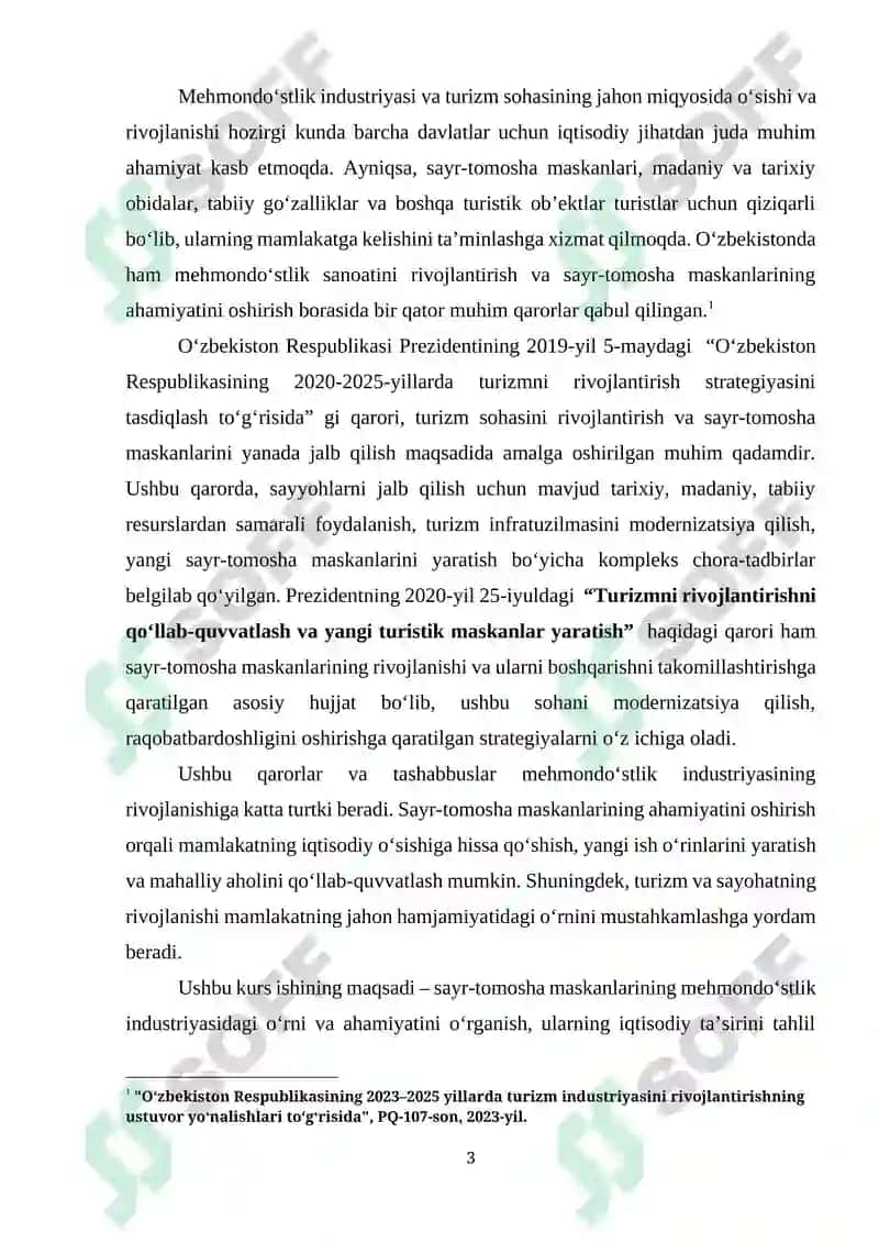 MEHMONDO‘STLIK INDUSTRIYASINI RIVOJLANTIRISHDA SAYR-TOMOSHA MASKANLARINING O‘RNI 3