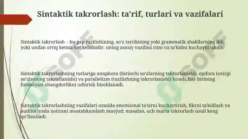 Sintaktik takrorlash 3