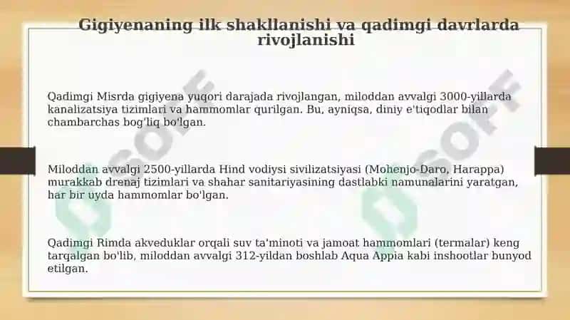 Gigiyenaning rivojlanishi tarixi 3