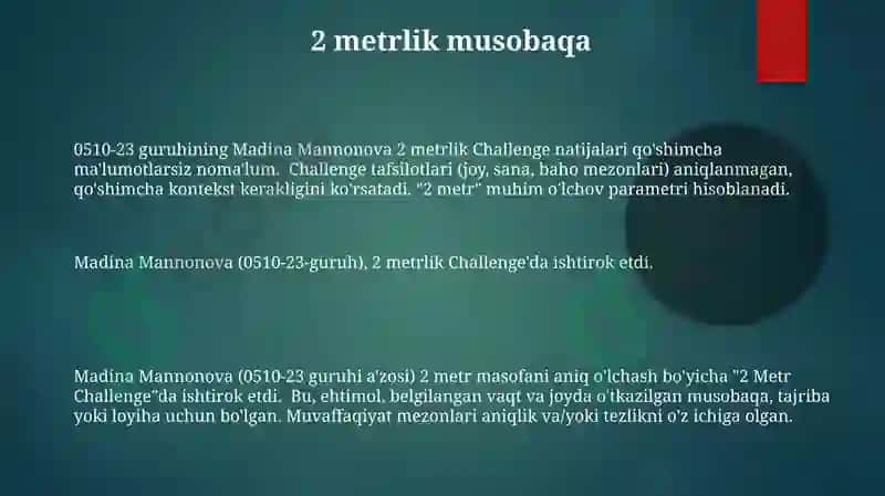 2 Metr Challenge 3