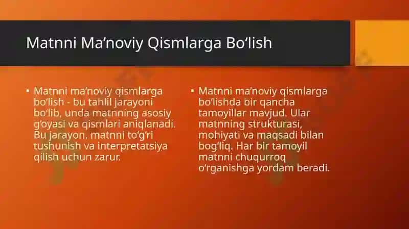 Matnni Ma’noviy Qismlarga Bo‘lish Tamoyili 3