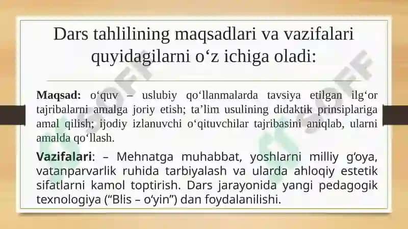 Dars tahlilining maqsad va vazifalari 3