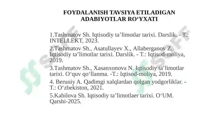 IQTISODIY TA'LIMOTLAR TARIXI 3