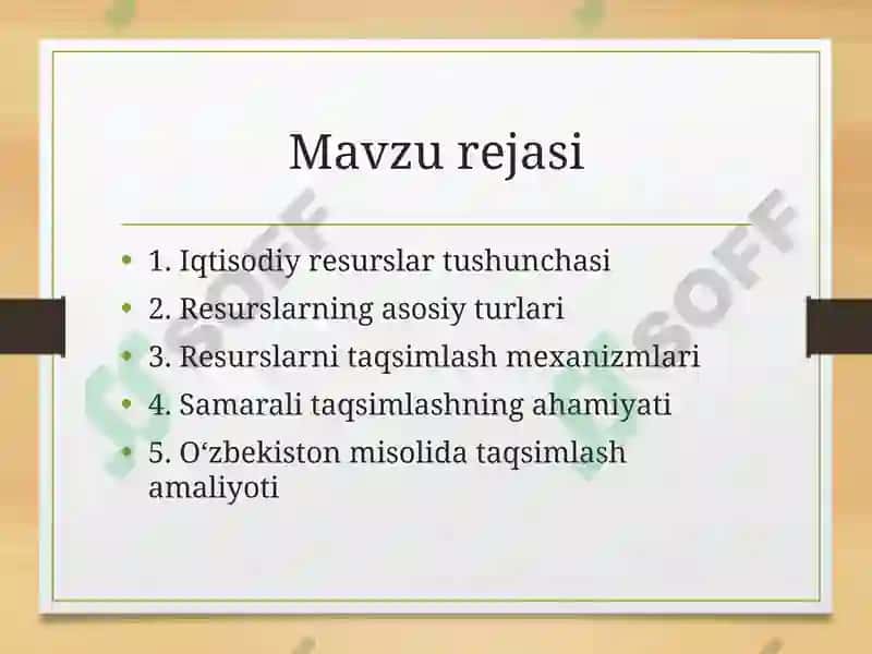 Iqtisodiy resurslar va ularni taqsimlash 3