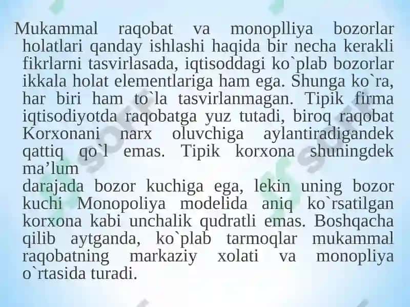 Monopoliya va Mukammal Raqobat 3