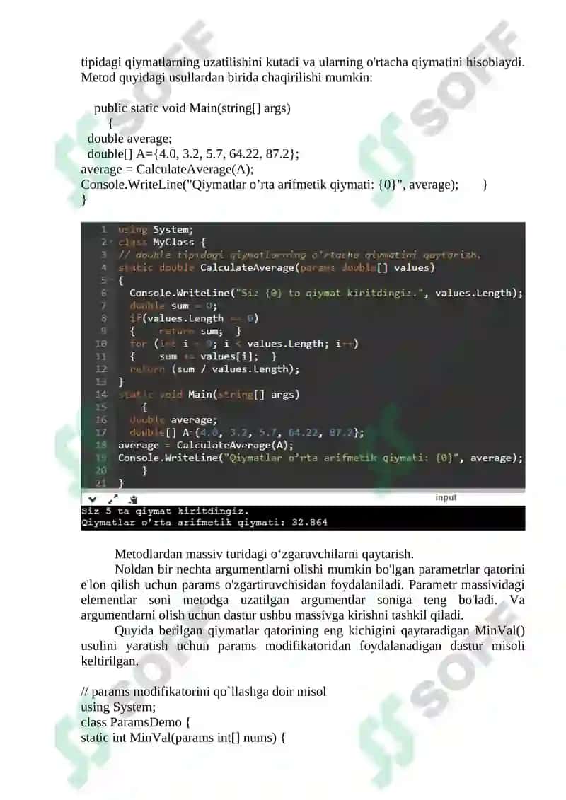 Metodning massivli parametrlari va params kalit so‘zi 3