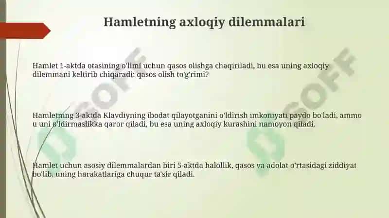 "Hamlet" asarining etik va estetik jihatlari 3