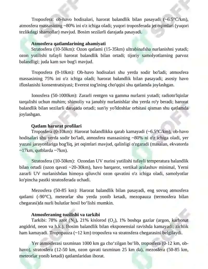 Atmosfera qavatlariga tarif 3